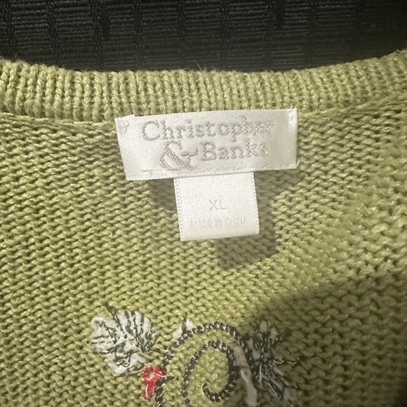 Christopher & Banks Green Cardigan with Bird Embroidery - Picture 2 of 4
